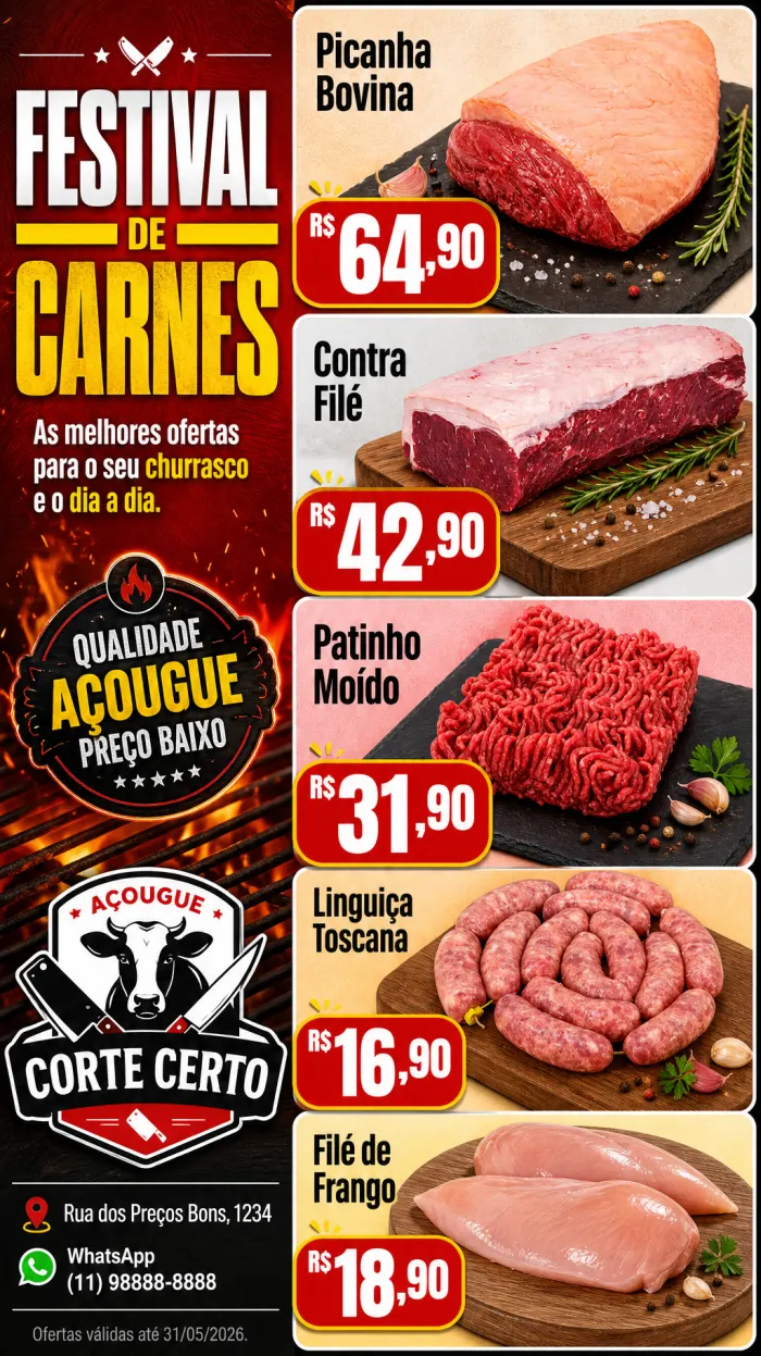 Encarte de açougue criado no Tabloide.pro