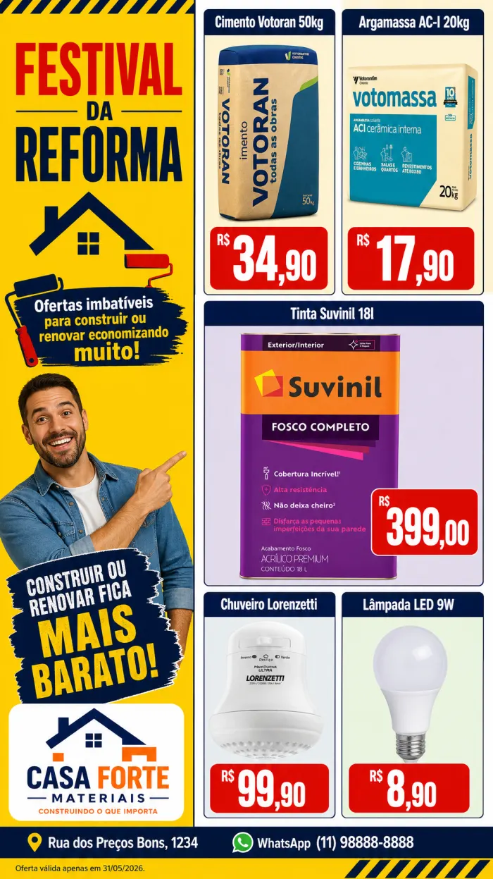 Encarte de material de construção criado no Tabloide.pro