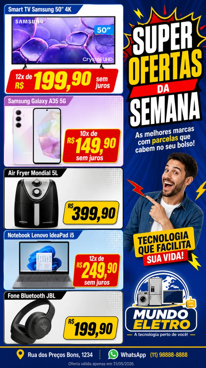 Encarte de eletrônicos criado no Tabloide.pro