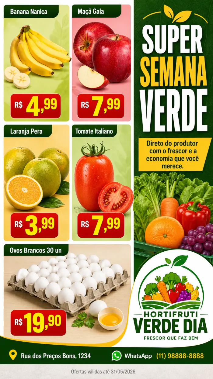 Encarte de hortifruti criado no Tabloide.pro