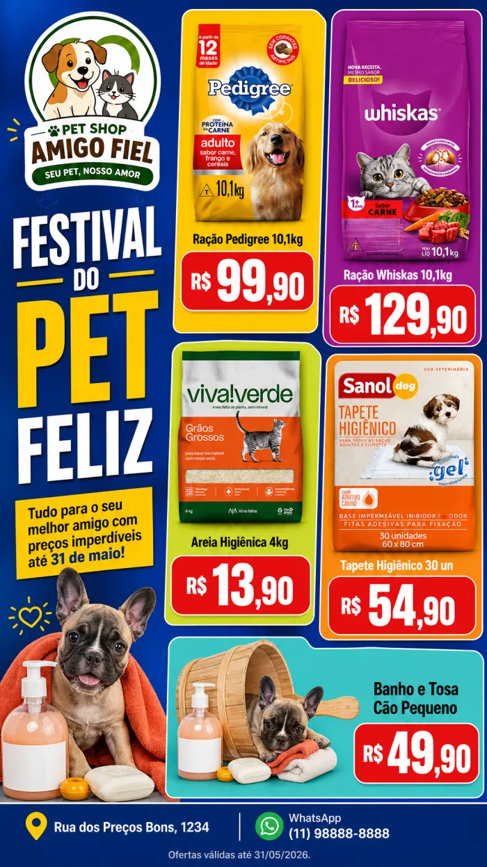 Encarte de pet shop criado no Tabloide.pro